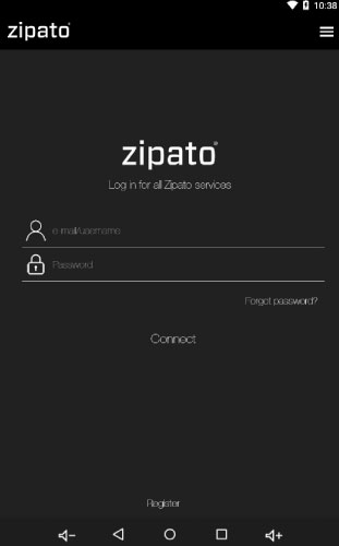 Zipatile Login Bildschirm