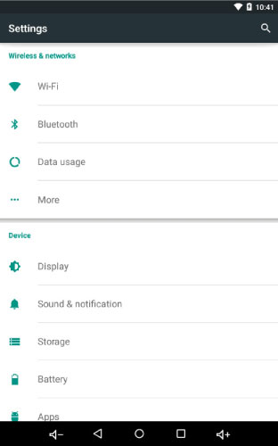 Zipatile settings screen